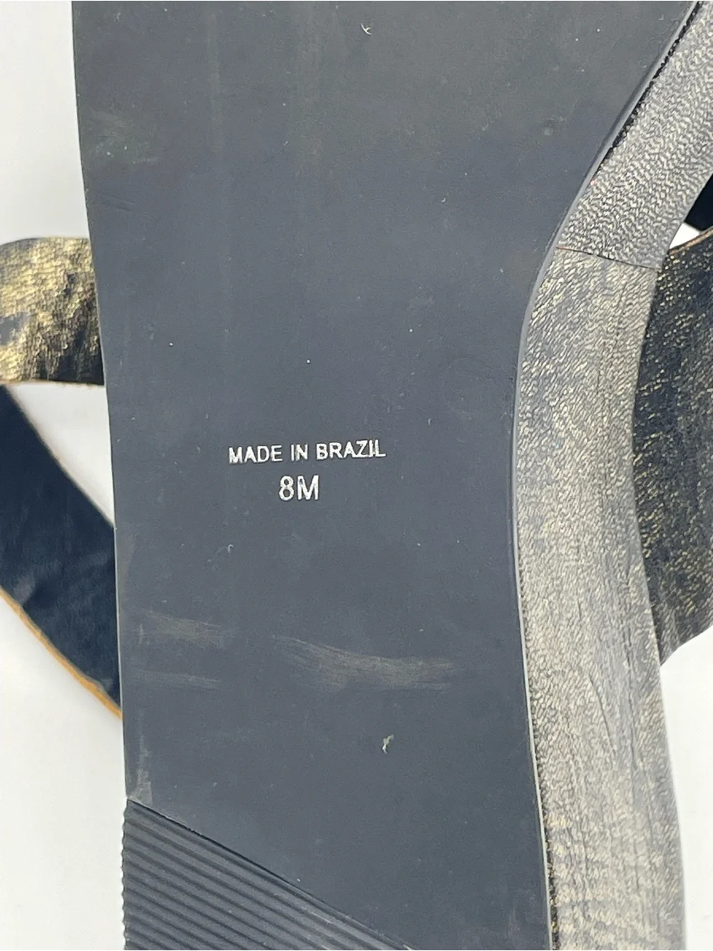 Amuse Society x Matisse Black Leather Platform Sandals Gold Metallic Wash